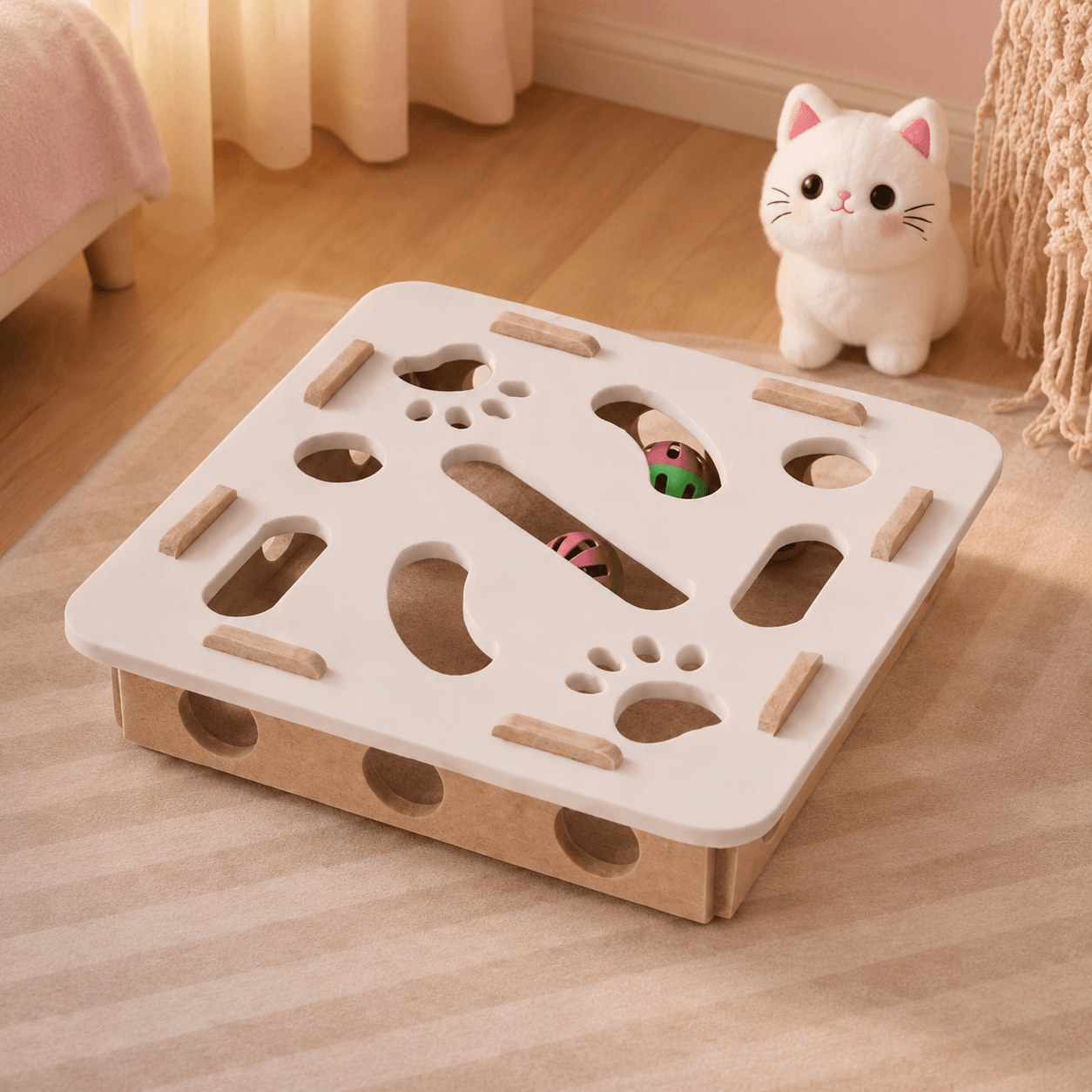 Handcrafted Felt Toy Box in beige square